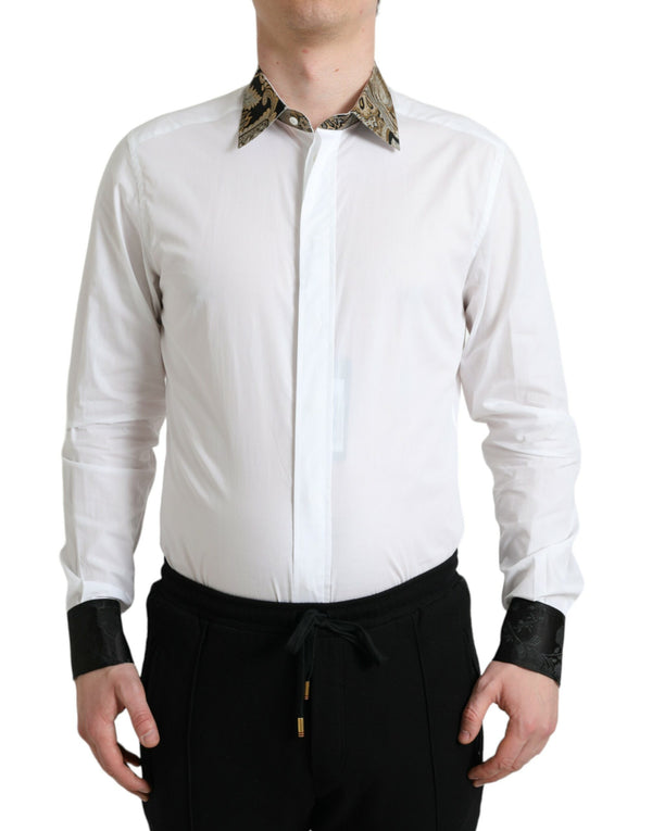 Dolce & Gabbana 90% Cotton 4% Acetate 2% Nylon 2% Polyester 2% Silk dress shirt in white