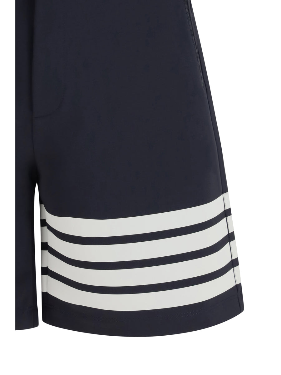 Shorts 4-Bar Technical Navy Viscose Bermuda