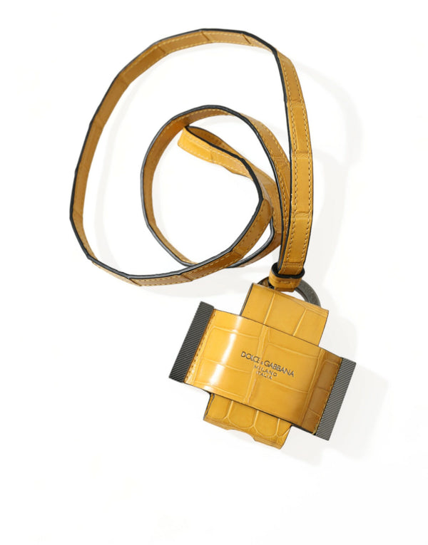 Dolce & Gabbana 100% Alligator Leather belt bag in yellow