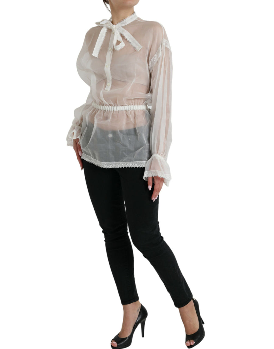 Dolce & Gabbana 90% Silk blouse in white