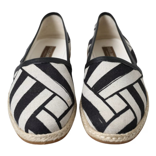 Dolce & Gabbana 90% Linen 10% Leather espadrille flat in black