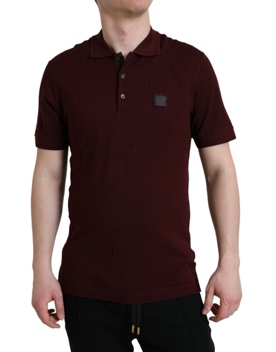 Dolce & Gabbana 95% Cotton 5% Polyester polo in maroon