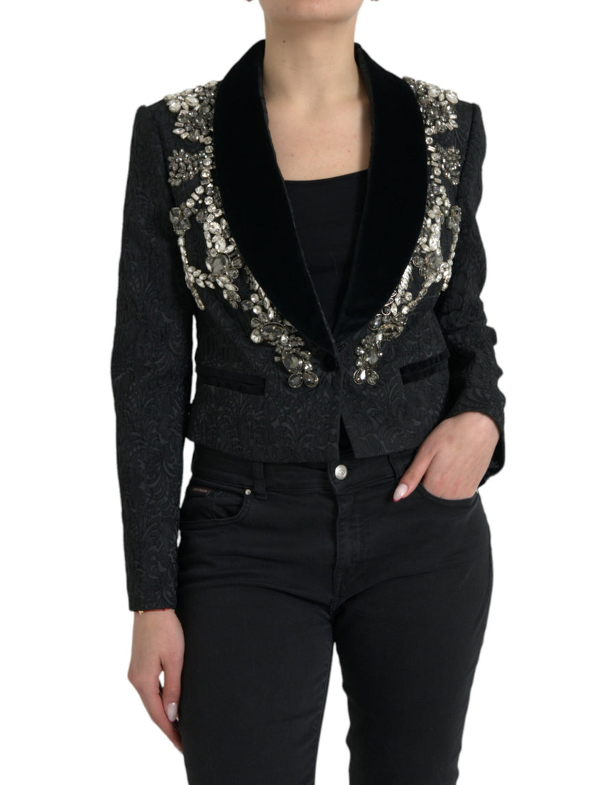 Dolce & Gabbana 36% Acetate 34% Polyester 17% Nylon 9% Cotton 4% Elastane; Lining: 94% Silk 6% Elastane blazer in black