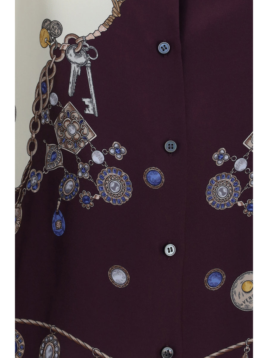 Shirt Printed Silk Burgundy-White-Gold Burgundy/white/gold