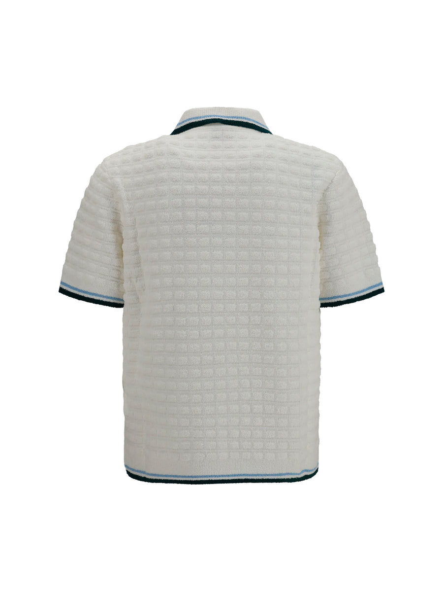 Polo Shirt Bouclé White Cotton