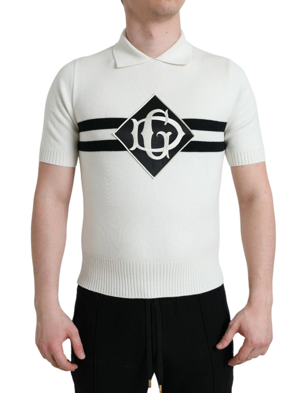 Dolce & Gabbana 100% cashmere polo in white