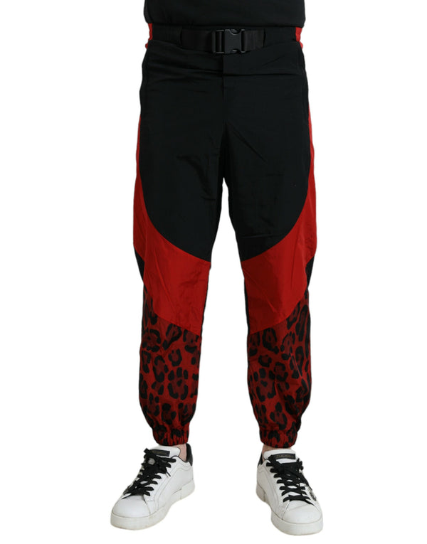 Dolce & Gabbana 100% Nylon jogger pants in black and red