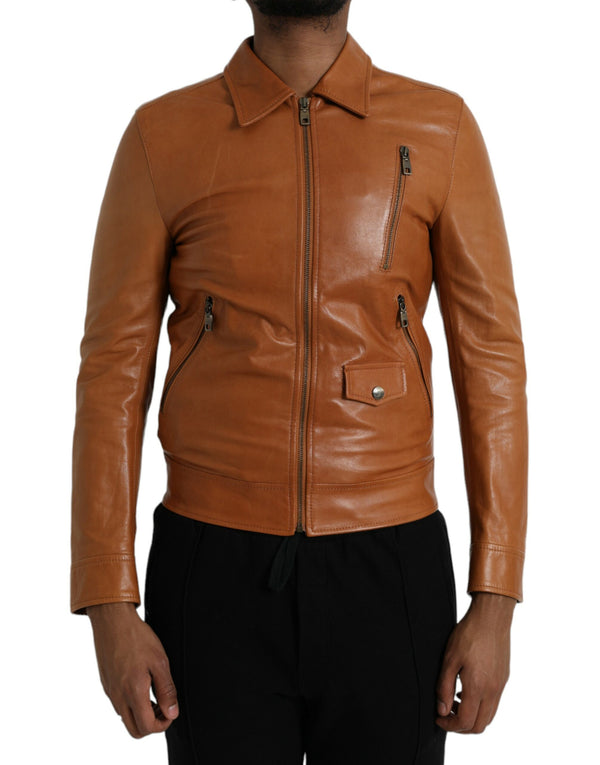 Dolce & Gabbana 100% Lamb Leather jacket in brown