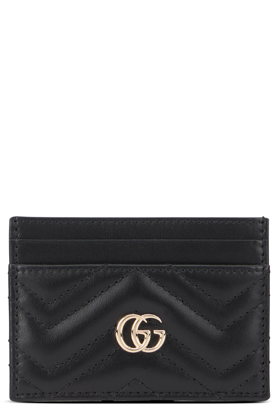 Leather Wallet Gg Marmont Black Calf Skin & Purses