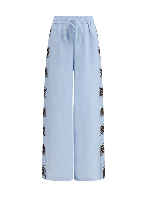 Alemais 100% Linen trousers in blue
