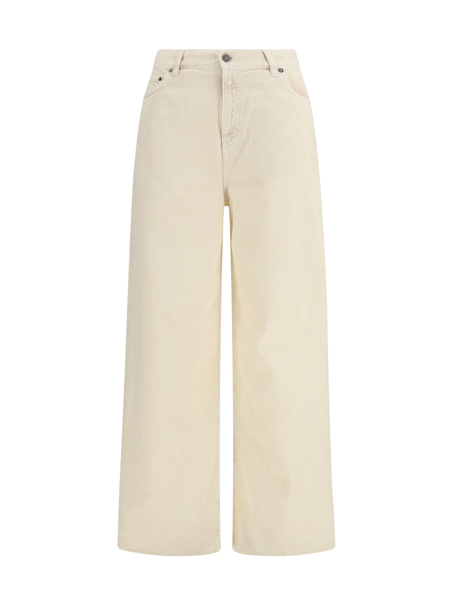 Jeans Wide-Leg Yellow Cotton Trousers