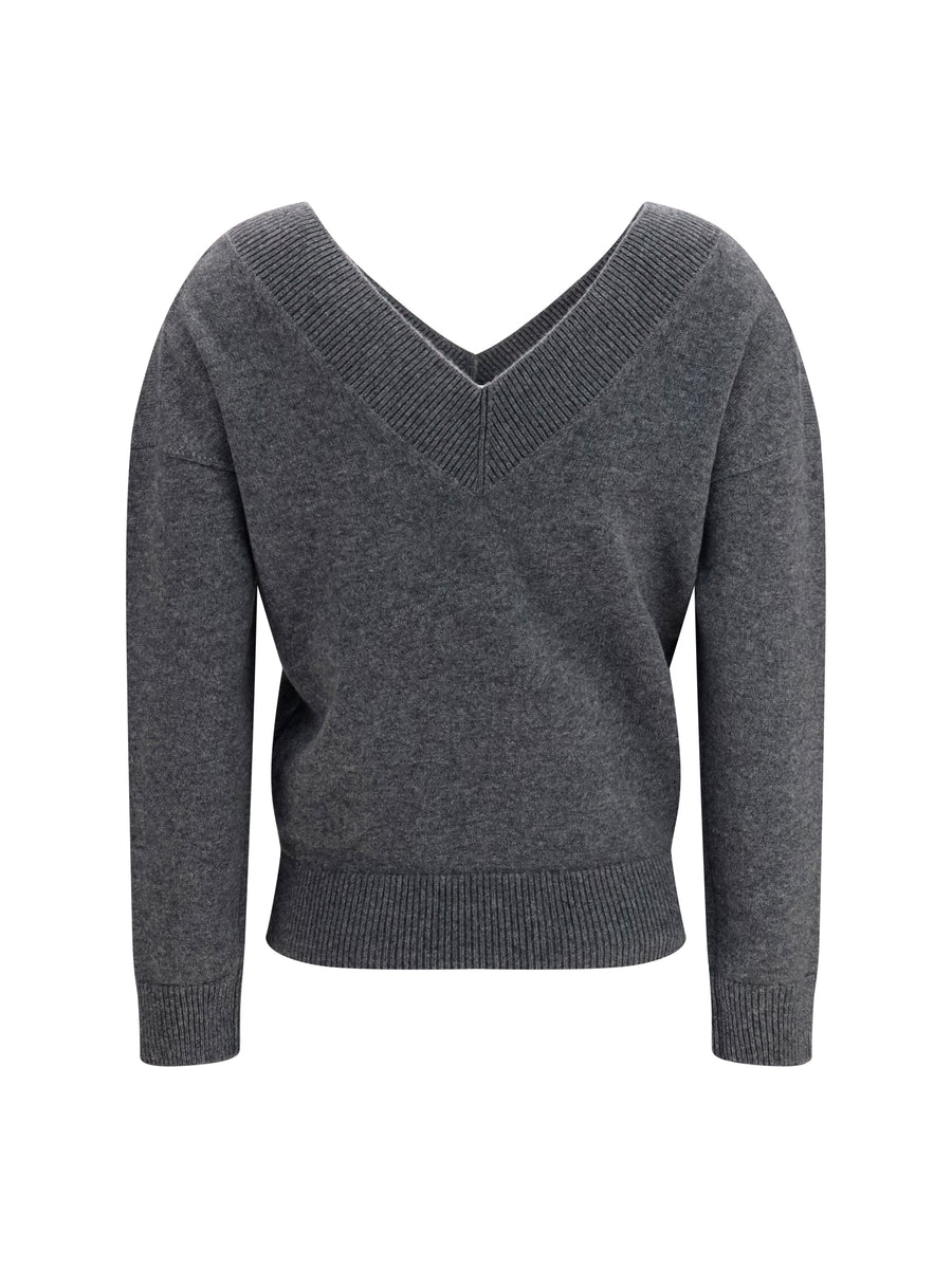 V-Neck Cashmere Sweater Light Charcoal Tops