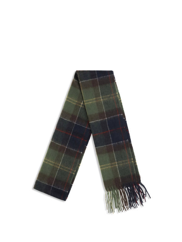 Tartan Merino Wool Fringed Scarf Multicolour