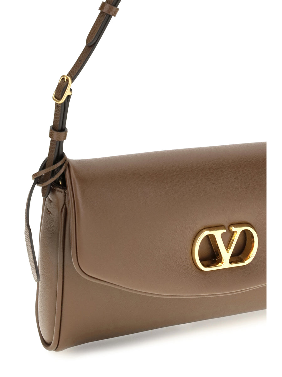 Shoulder Bag Devain Leather Wood Brown Calf