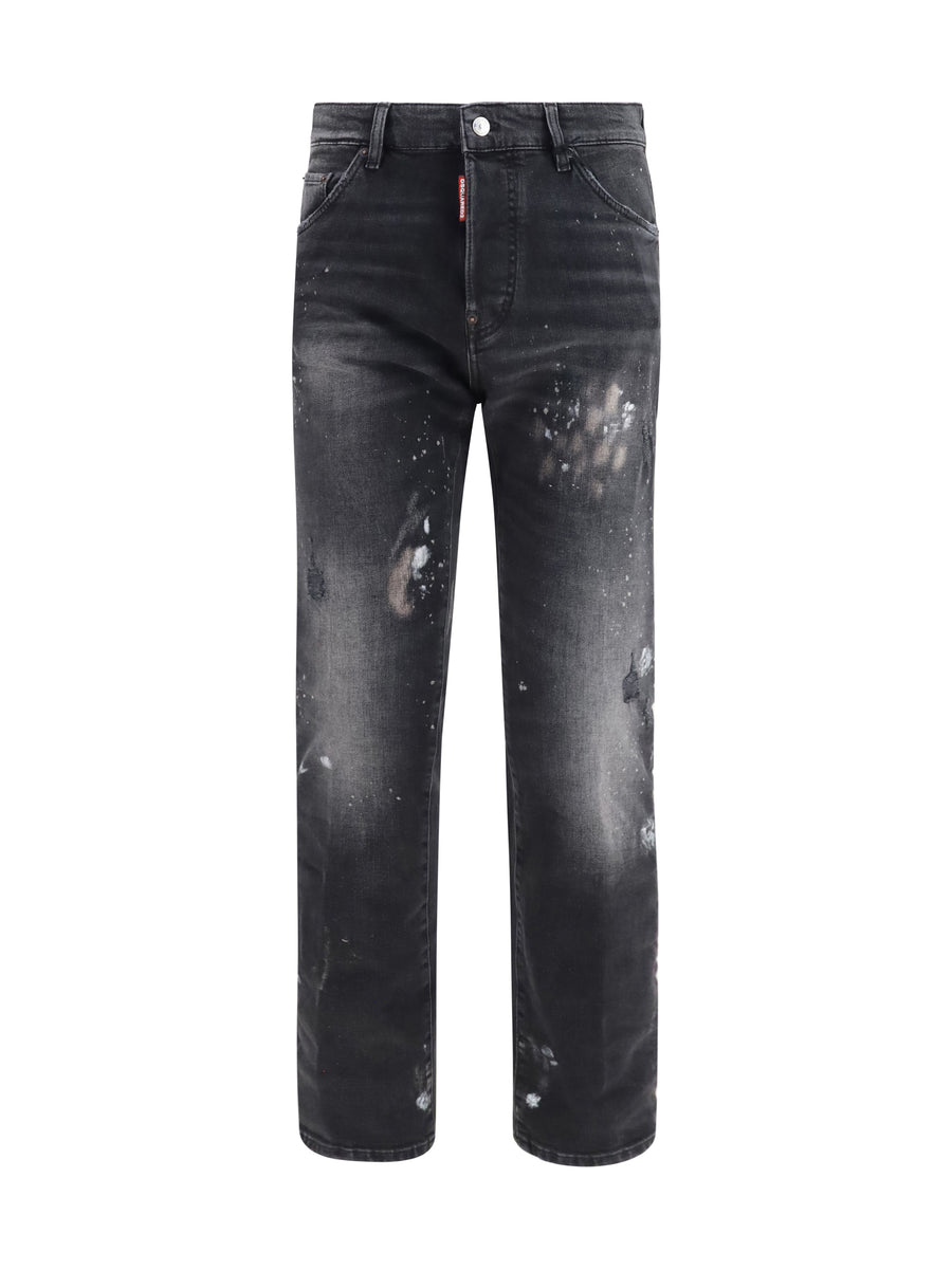 Teddy Dark Wash Stretch Denim Jeans Black Cotton; Elastane