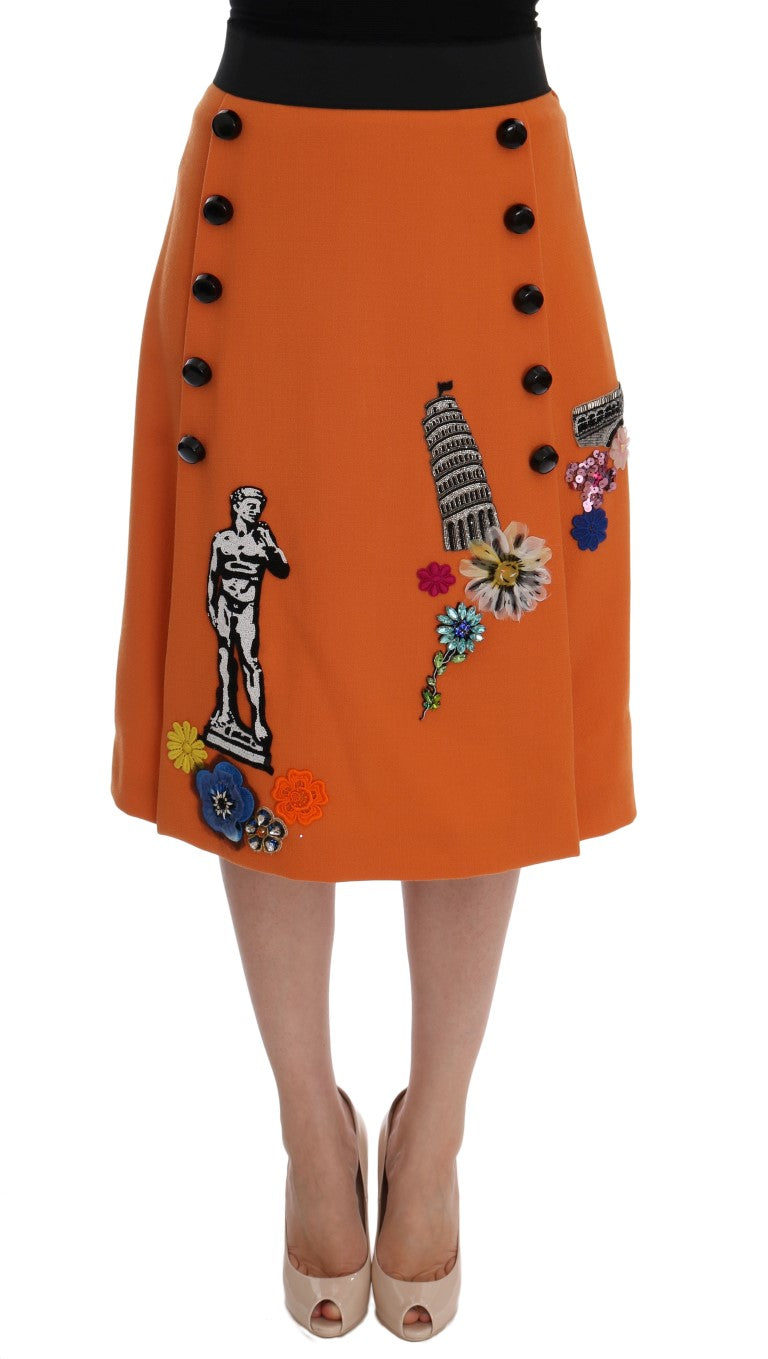 Dolce & Gabbana 100% Virgin wool; Lining: 94% Silk skirt in orange