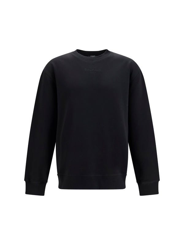 Crewneck Sweatshirt Embroidered Logo Black Black/black Cotton Sweatshirts