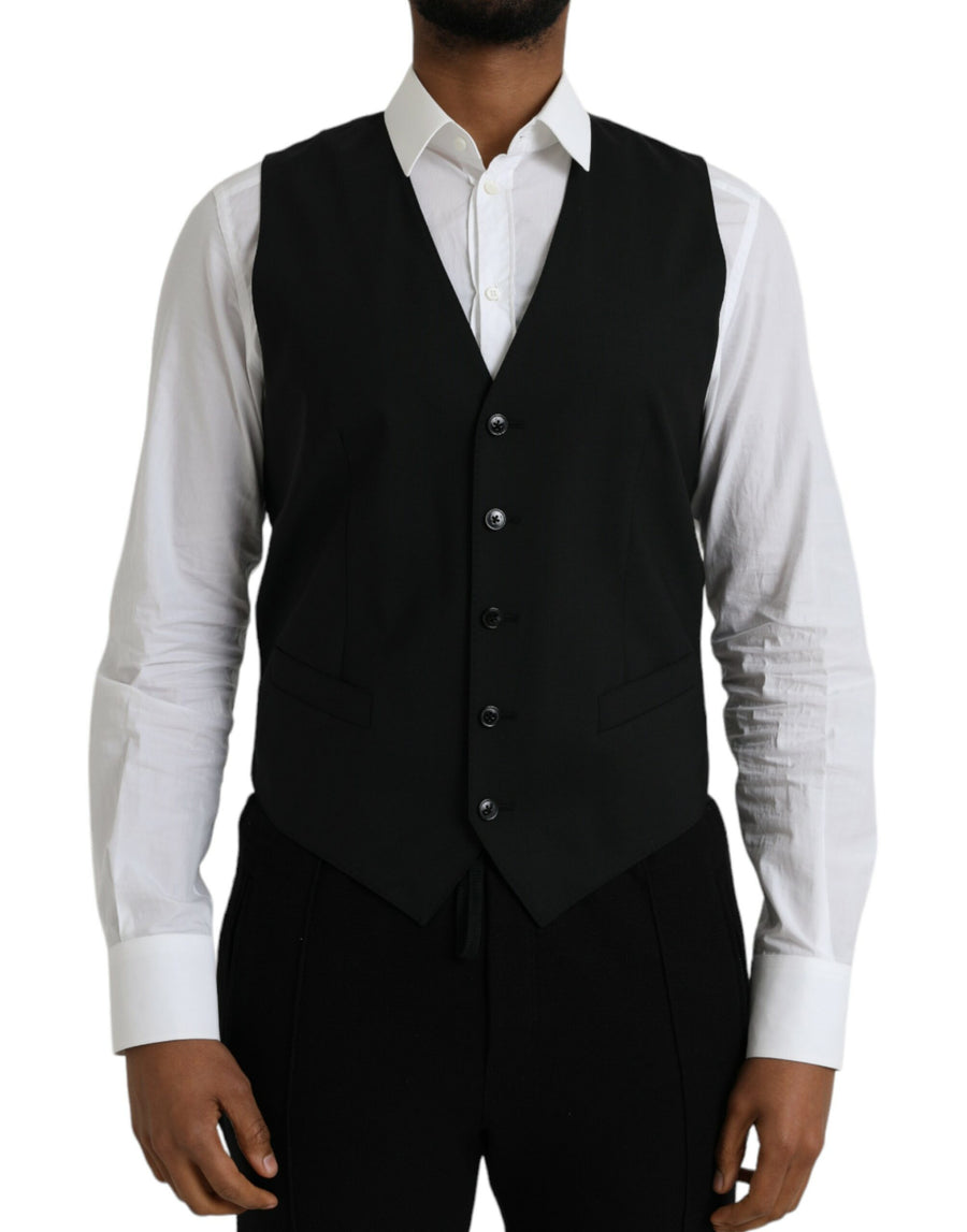 Dolce & Gabbana 97% Virgin Wool vest in black
