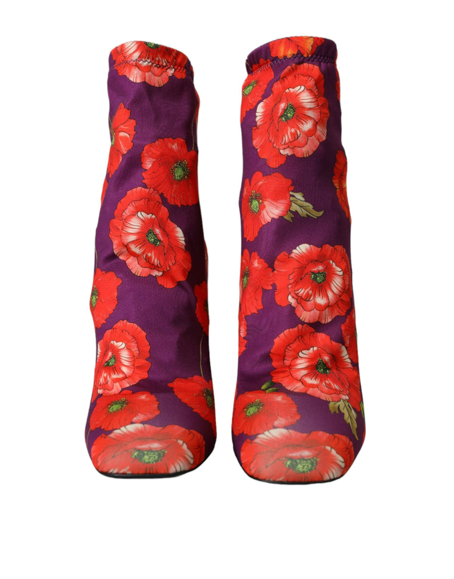 Dolce & Gabbana Stretch fabric with leather sole boot in purple