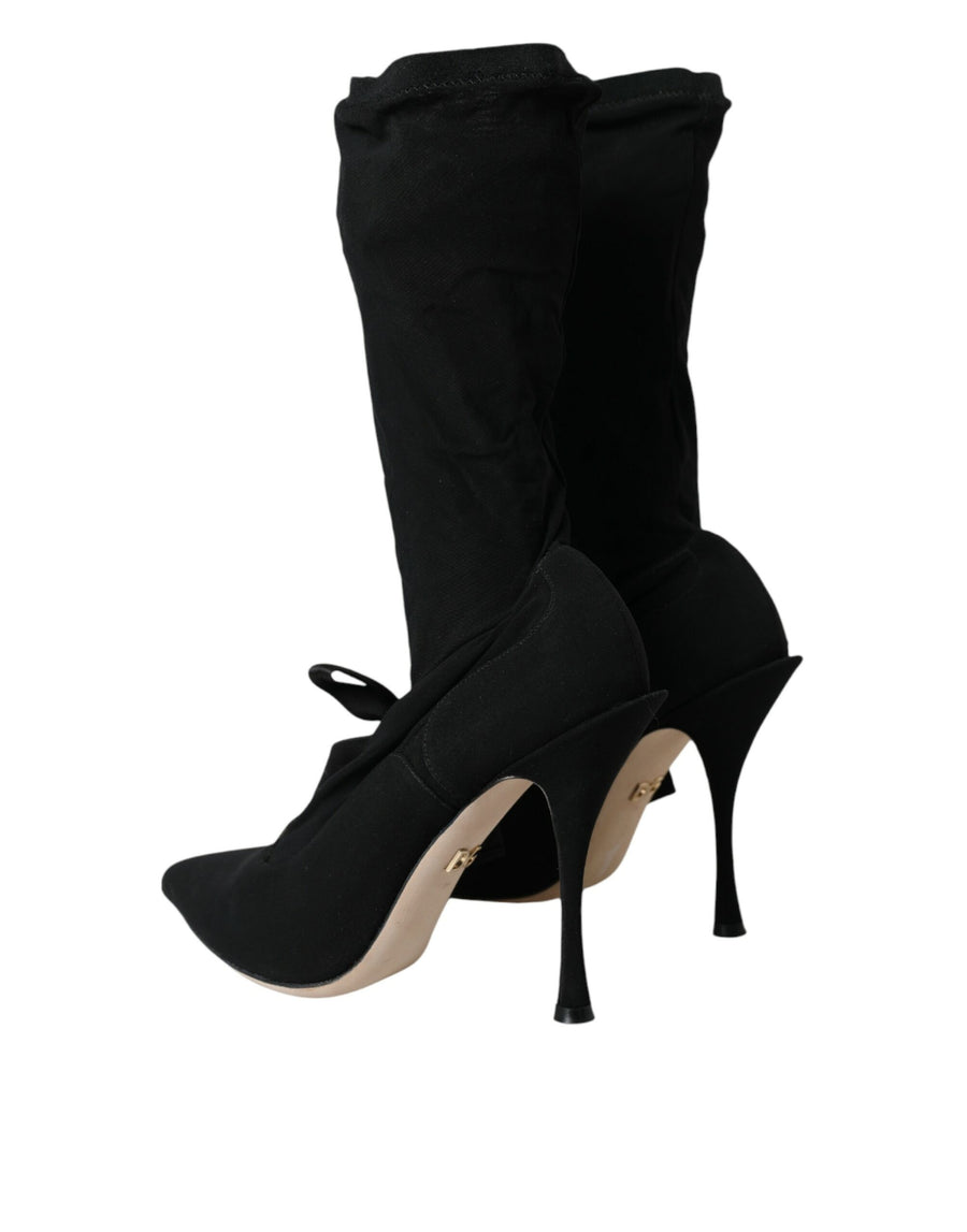 Dolce & Gabbana Fabric heeled boot in black