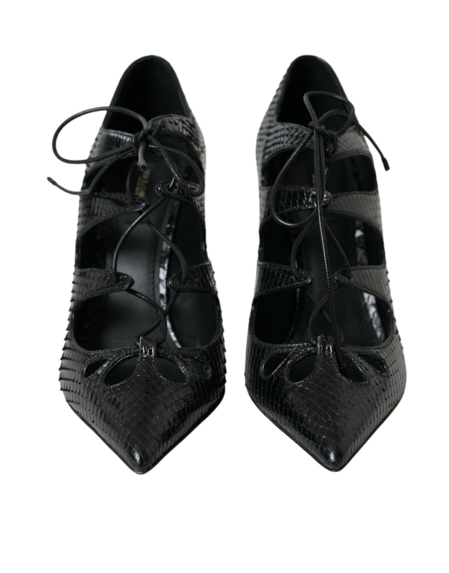 Dolce & Gabbana 100% Python Leather heel in black