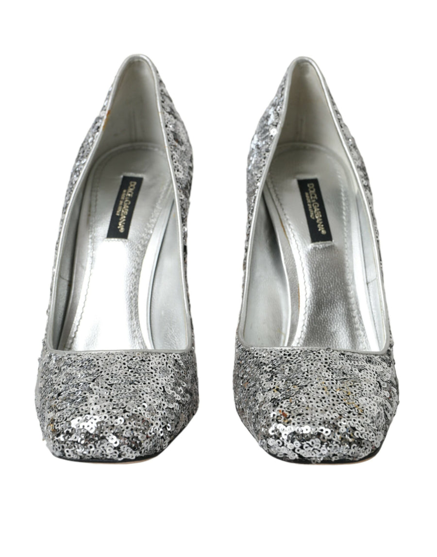 Dolce & Gabbana 80% Polyester 20% Leather heels in silver