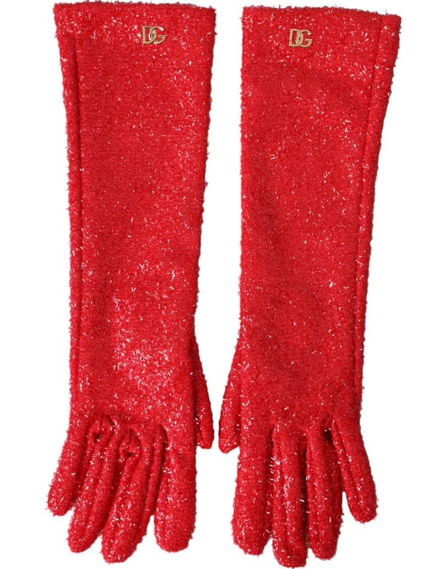 Dolce & Gabbana Lurex gloves in red