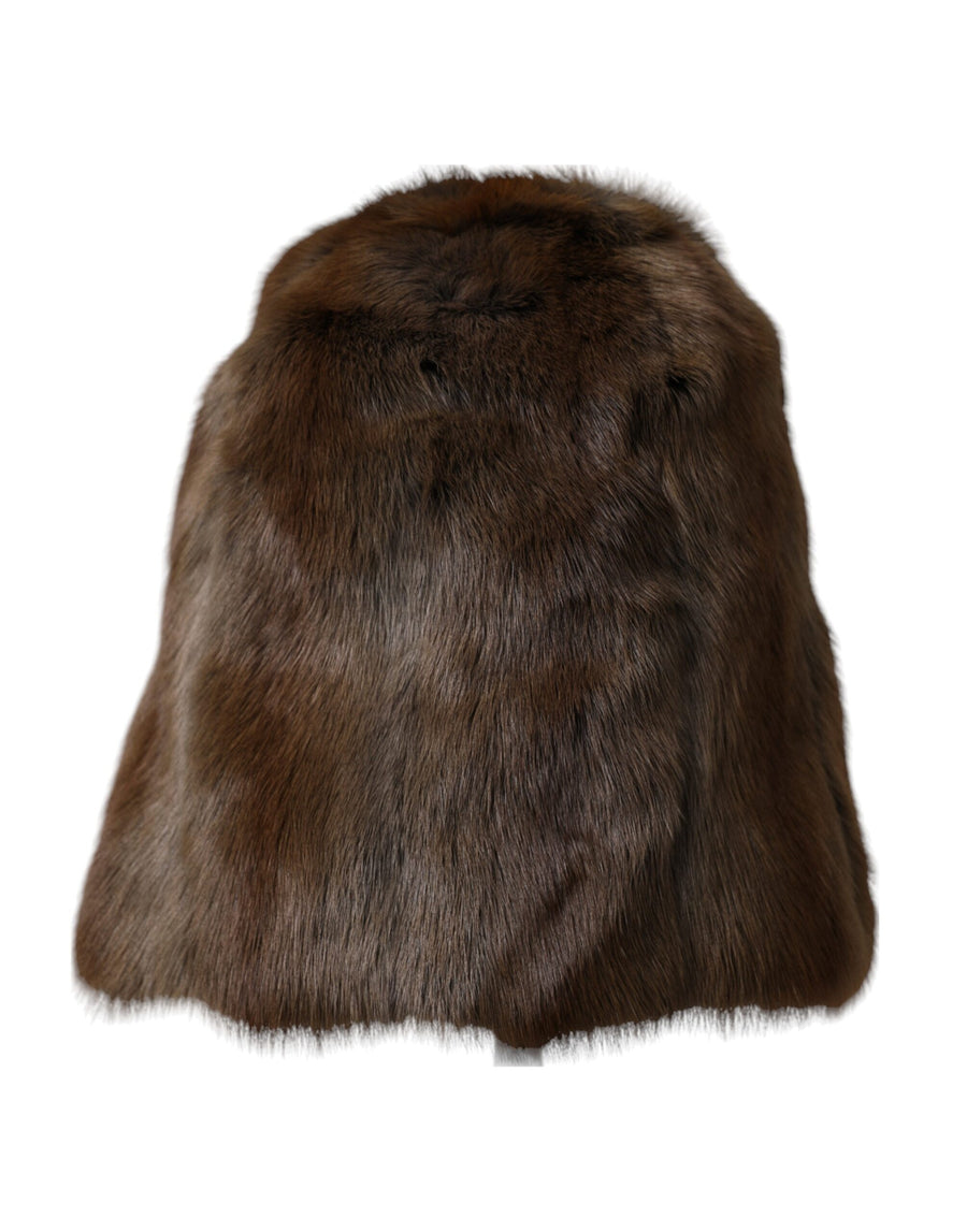 Dolce & Gabbana HAT9562 100% Weasel fur beanie in brown