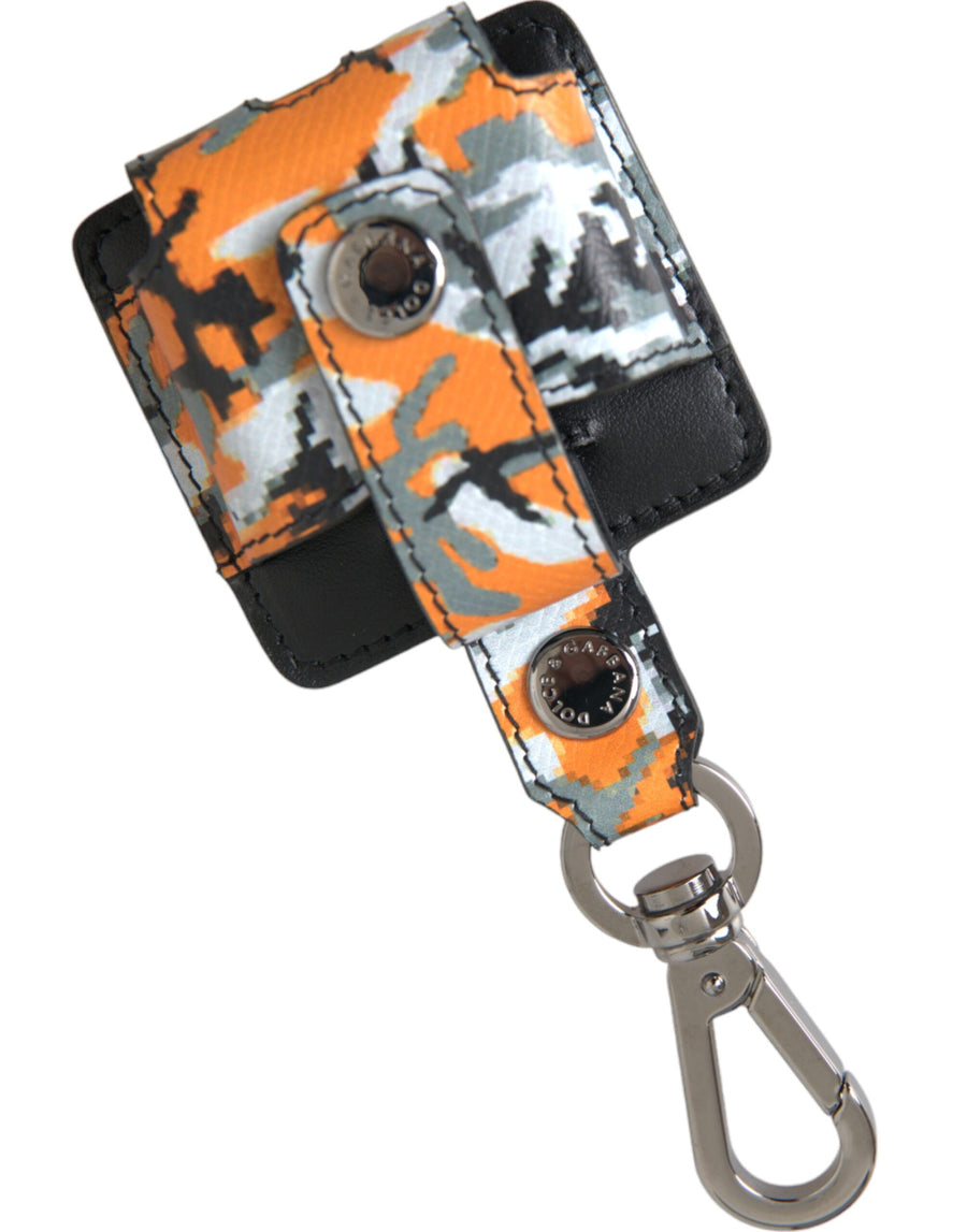 Multicolor Camouflage Print Leather Metal Airpods Case Accessory