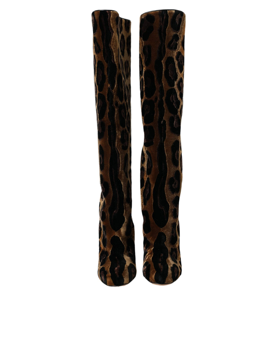 Dolce & Gabbana 90% Viscose velvet boots in brown
