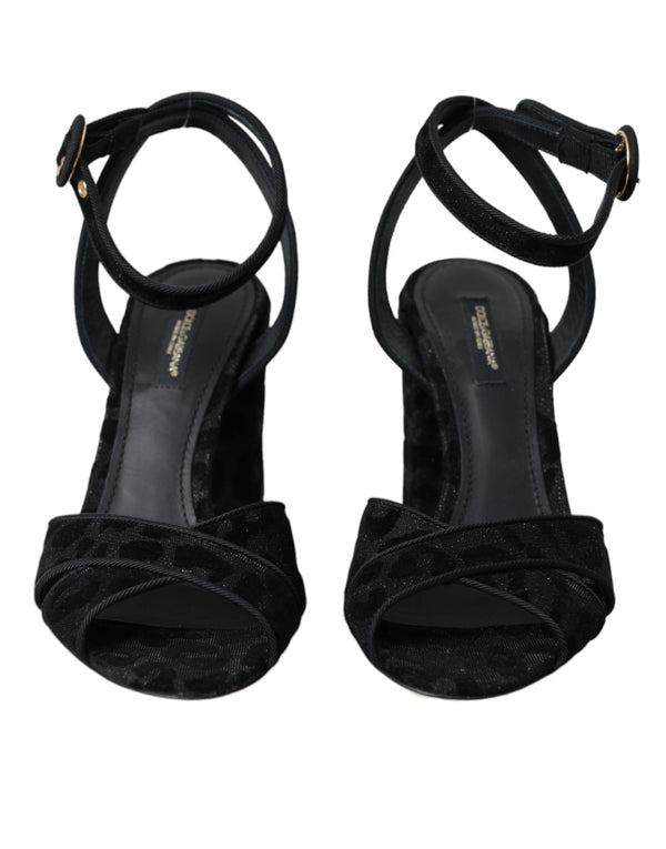 Dolce & Gabbana 100% Suede Leather heel sandal in black