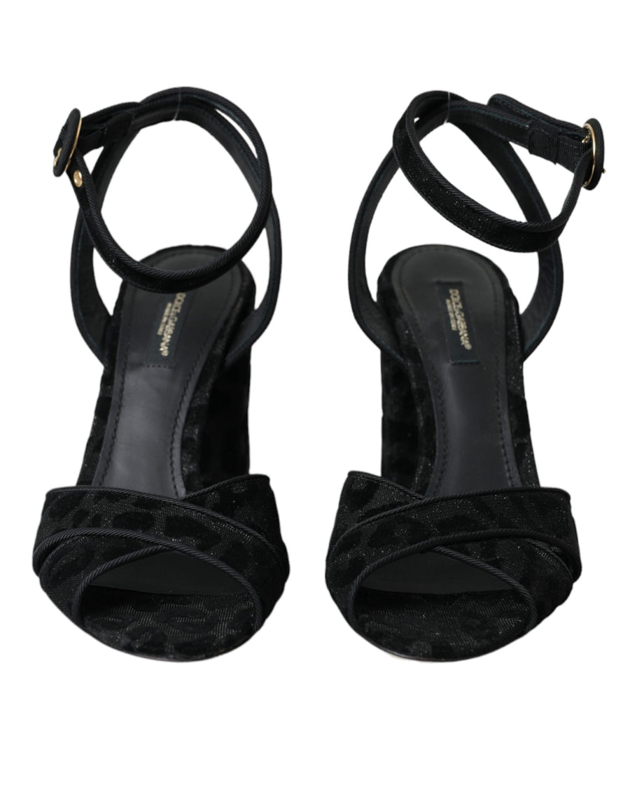 Dolce & Gabbana 100% Suede Leather heel sandal in black