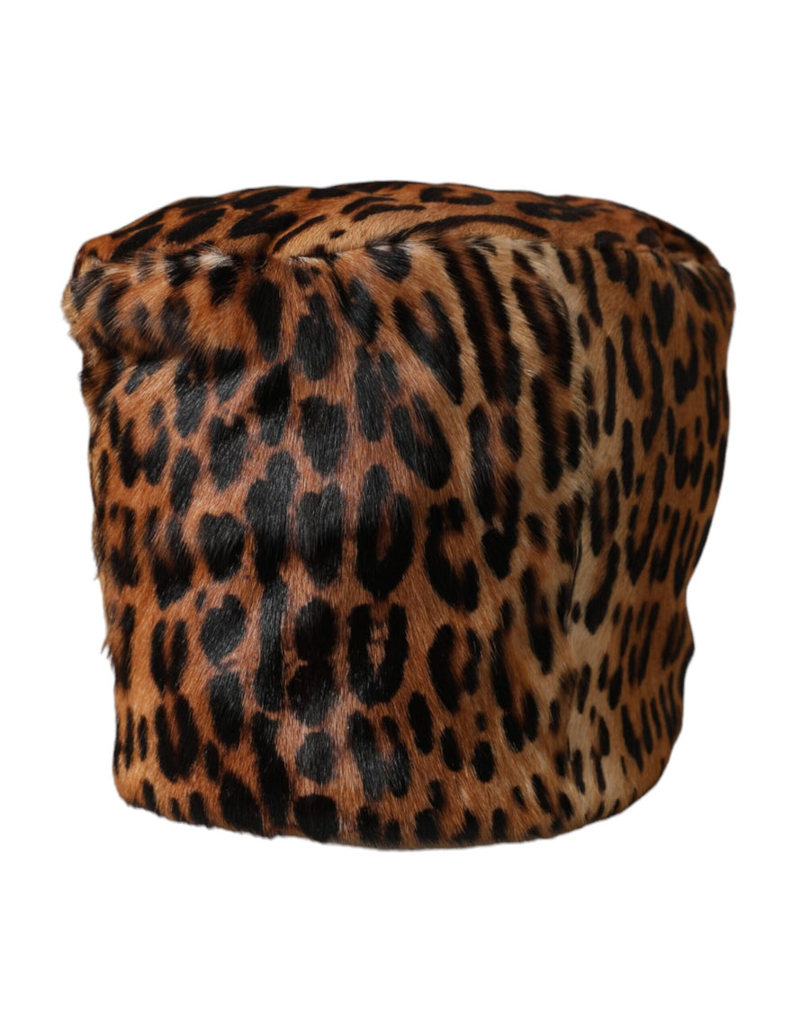 Dolce & Gabbana HAT9556 100% Goat Leather bucket hat in brown