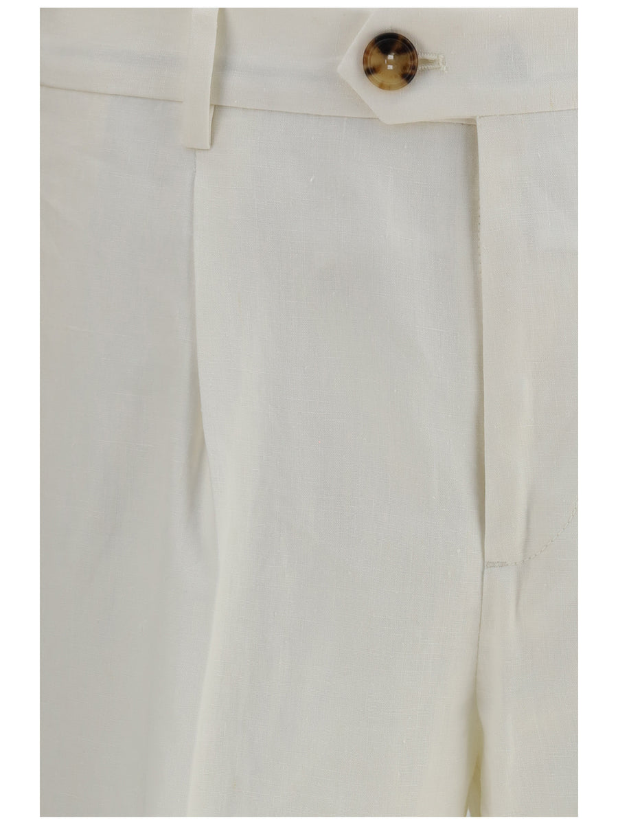 Tailored Linen Trousers White