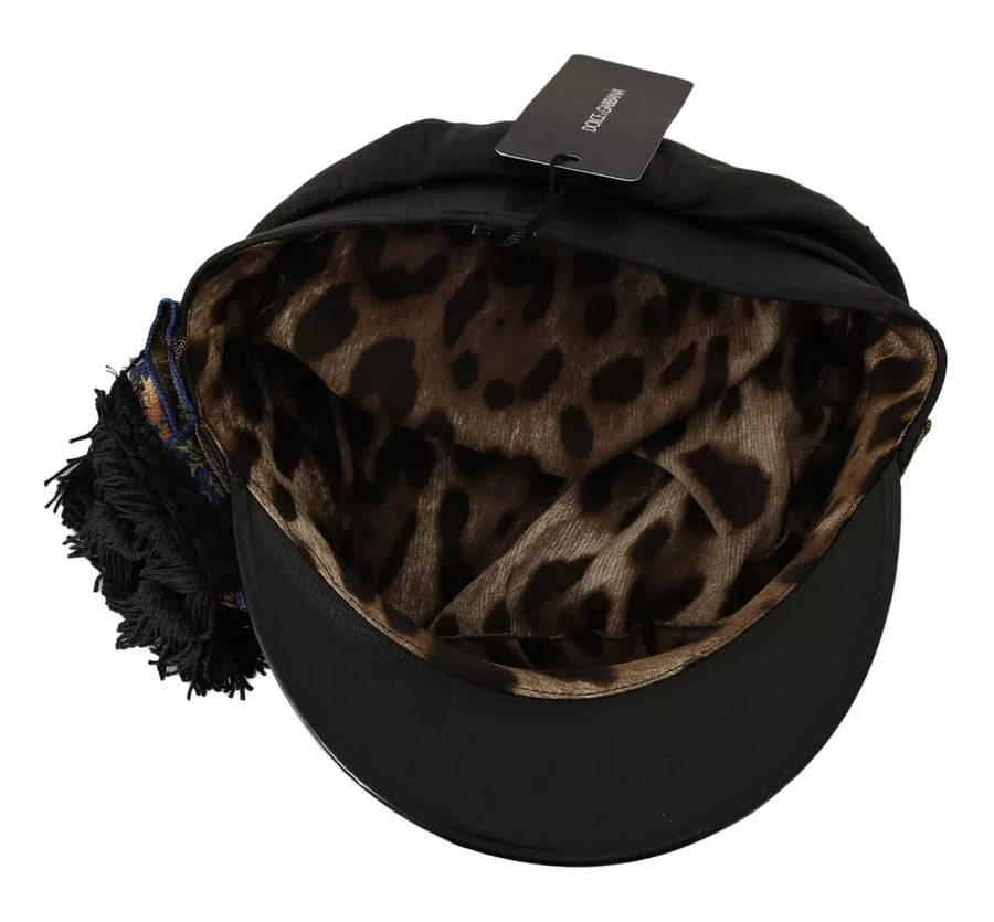 Dolce & Gabbana HAT70115 100% Lambskin flat cap in black