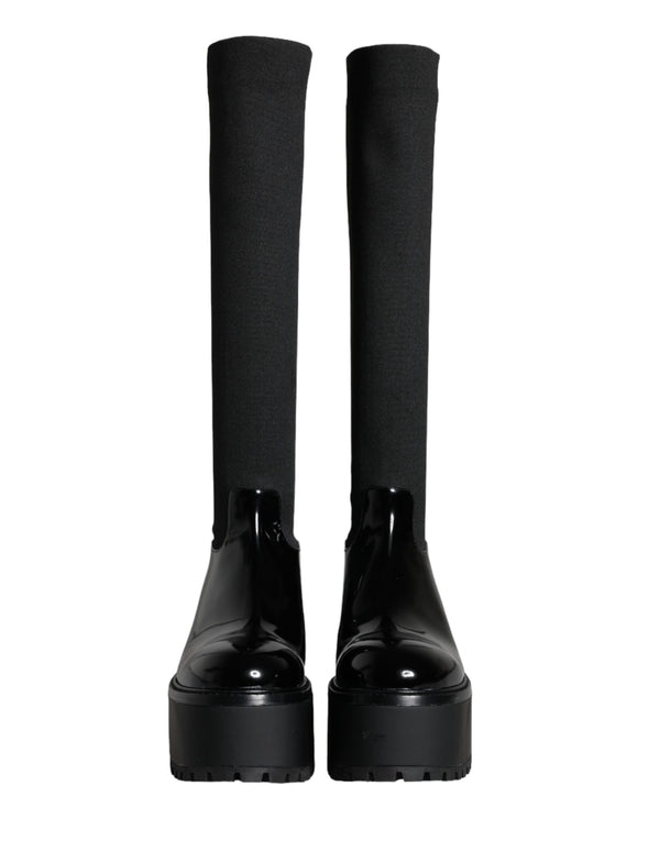 Dolce & Gabbana Leather knee-high boot in black