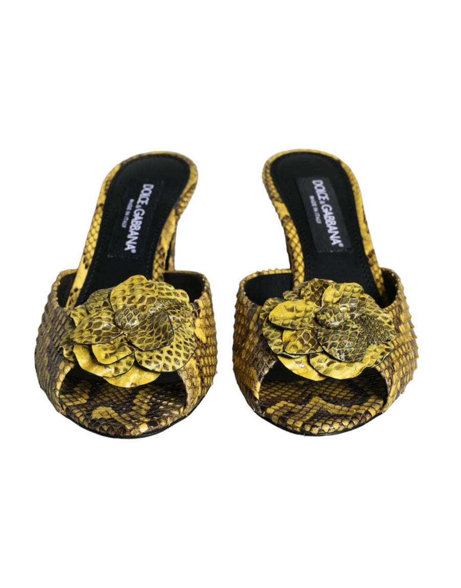 Dolce & Gabbana 100% Python Leather heel slide in yellow