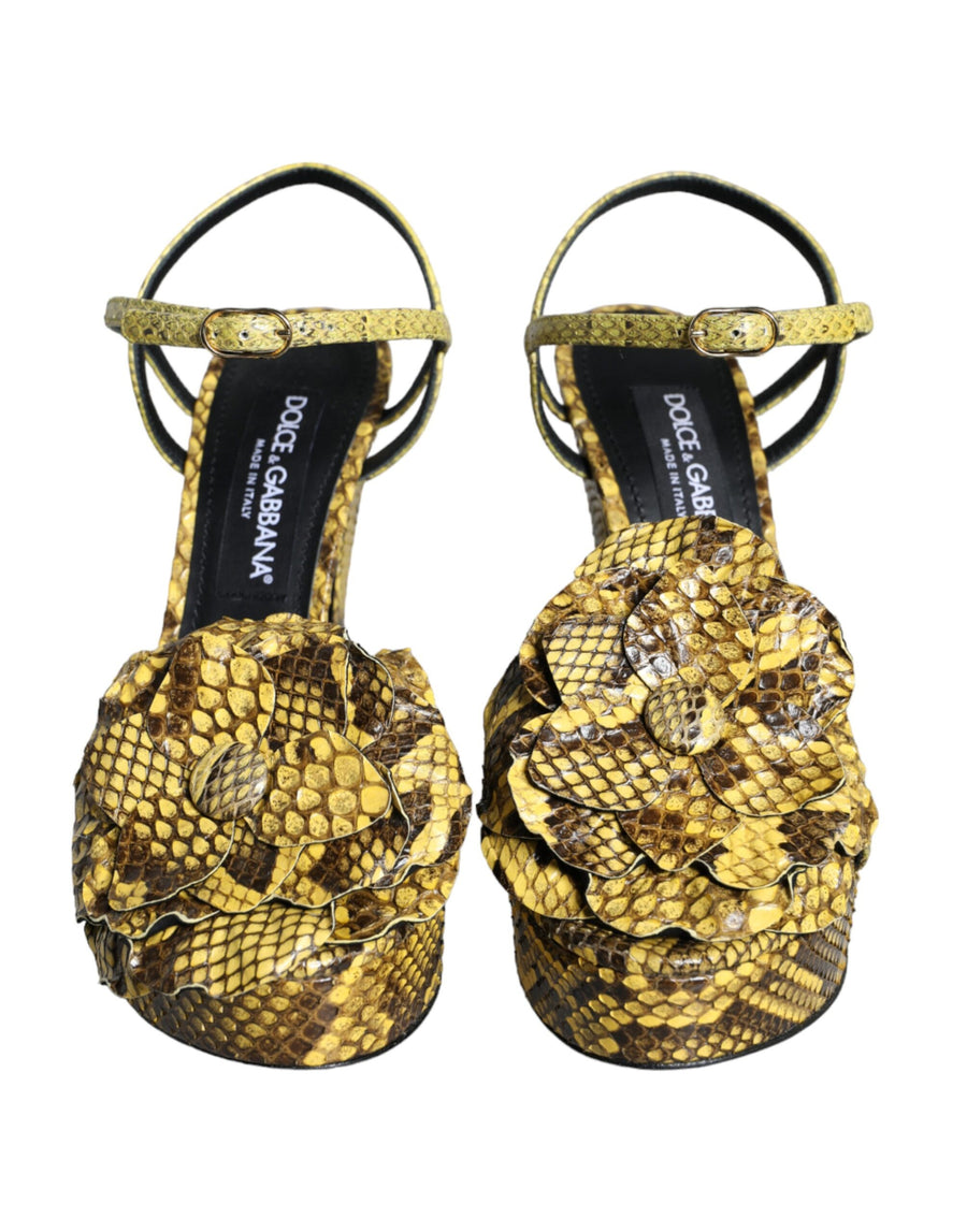 Dolce & Gabbana 100% Python Leather heel sandal in yellow