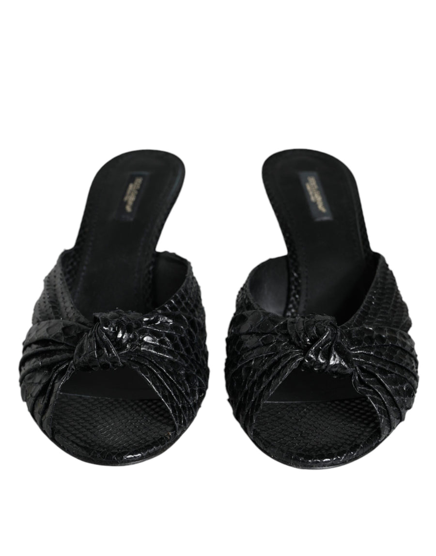Dolce & Gabbana 100% Python Leather heel slide in black