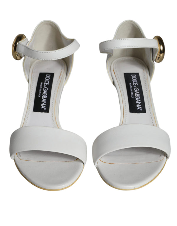 Dolce & Gabbana 100% Lamb Leather sandal heel in white