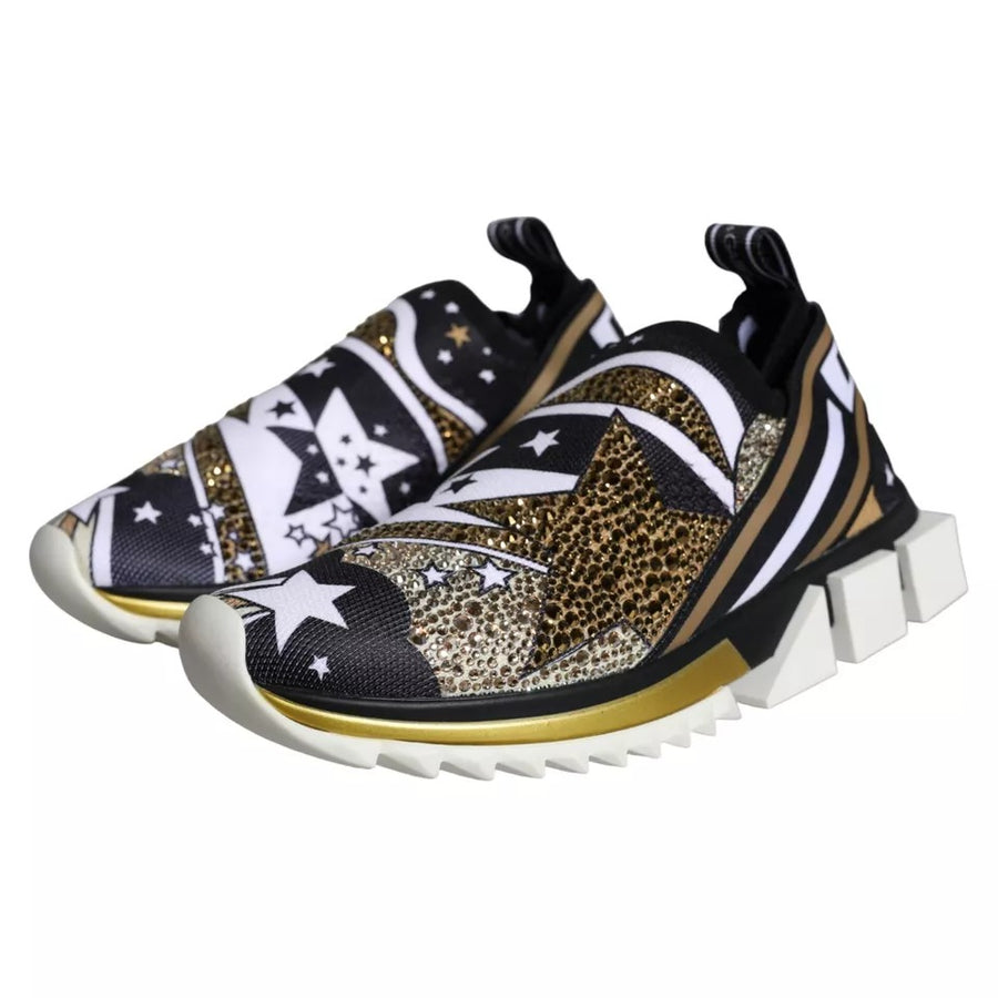 Dolce & Gabbana Stretch mesh upper with fusible crystal appliques sneaker in multicolor