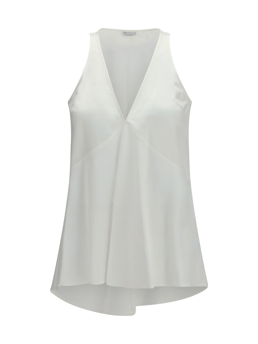 Cotton And Silk Satin Top Naturale Cotton