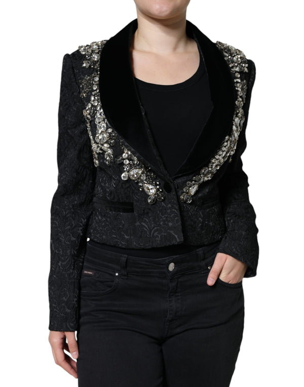 Dolce & Gabbana 36% Acetate 34% Polyester 17% Nylon 9% Cotton 4% Elastane; lining: 94% Silk 6% Elastane blazer in black