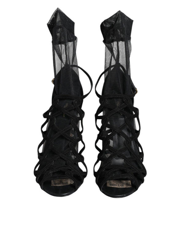 Dolce & Gabbana Leather heel sandal in black