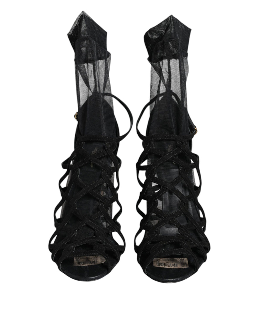 Dolce & Gabbana Leather heel sandal in black