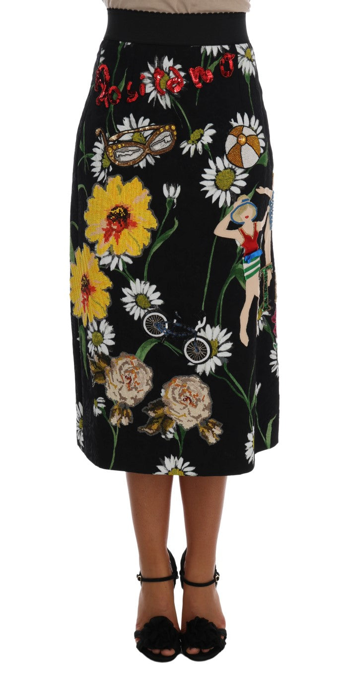 Dolce & Gabbana 52% viscose skirt in black