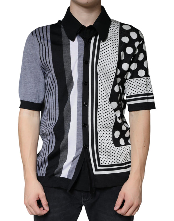 Dolce & Gabbana 43% Silk polo shirt in black