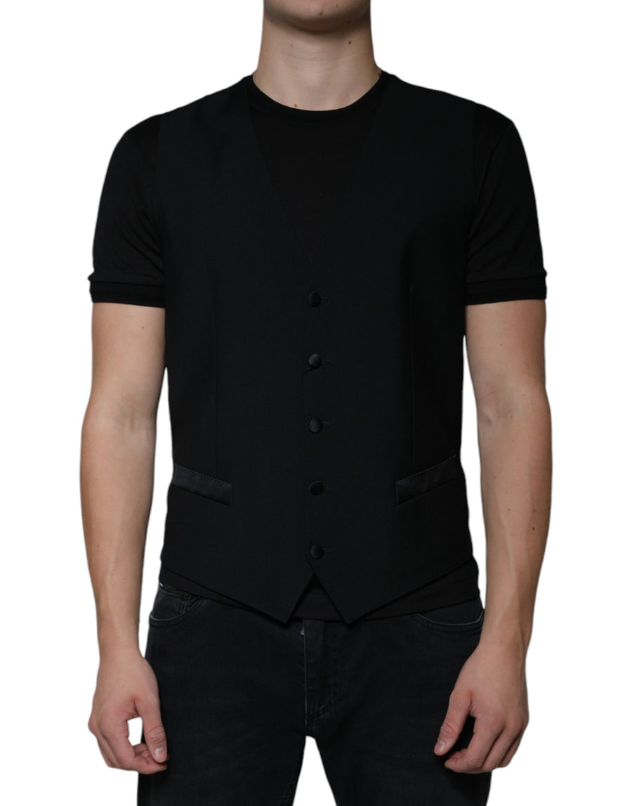 Dolce & Gabbana 87% Virgin Wool vest in black