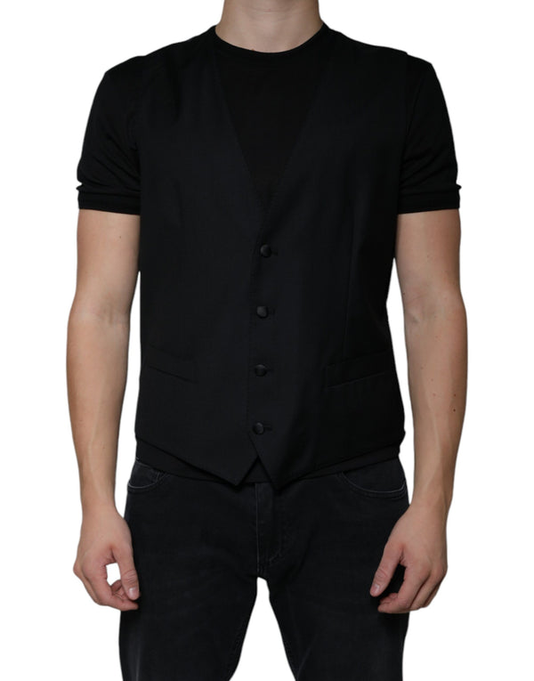 Dolce & Gabbana 97% Virgin Wool vest in black