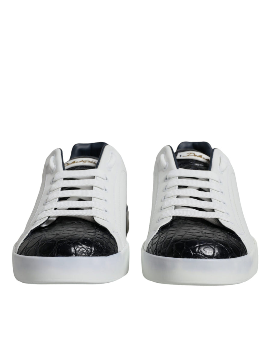Dolce & Gabbana 60% Calfskin 40% Croc Leather sneaker in white